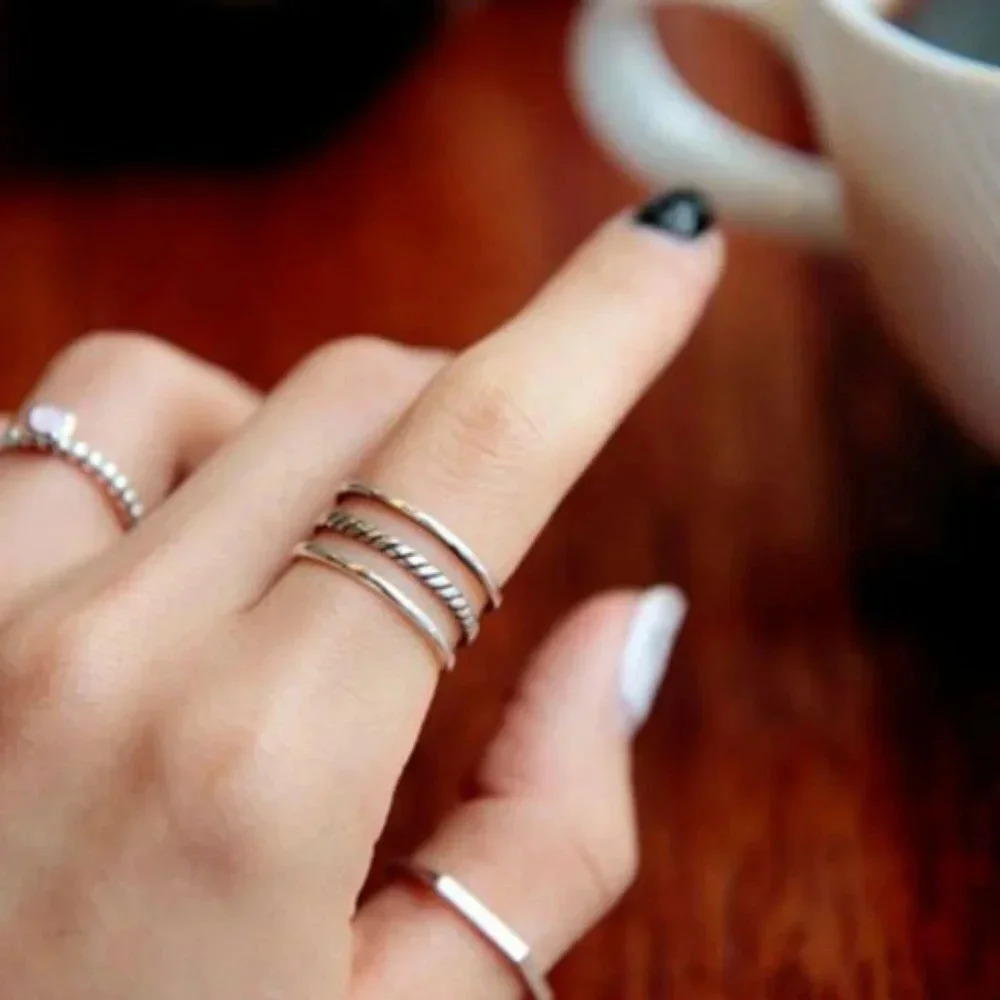 Minimalist 925 Sterling Silver Layered Ring